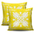 Hawaiian Quilt Maui Plant And Hibiscus Pattern Pillow Covers - White Yellow - AH - Polynesian Pride