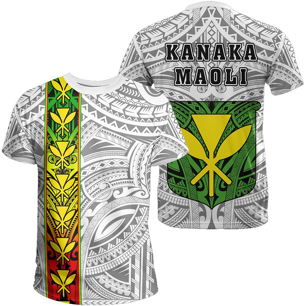 Hawaii Kanaka Flag Polynesian T Shirt Kanaka Maoli Spirit White Unisex White - Polynesian Pride