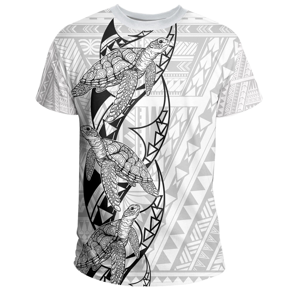 Turtle Polynesian Map T Shirt White - Polynesian Pride