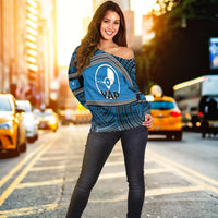 (Custom Personalised) Yap Women's Off Shoulder Polynesian Patterns LT6 Blue - Polynesian Pride