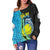 Hawaiian Map Honu Hibiscus Tropic Turquoise Polynesian Women's Off Shoulder Sweater - AH - Polynesian Pride