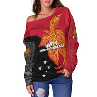 Papua New Guinea Off Shoulder Sweater Independence Day Flag Style LT16 - Polynesian Pride