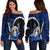 Northern Mariana Islands Women's Off Shoulder Sweater Polynesian Style Blue Color LT6 - Polynesian Pride