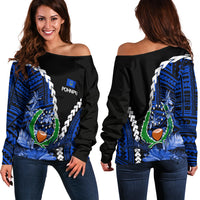 Pohnpei Women's Off Shoulder Sweater Polynesian Style LT6 - Polynesian Pride