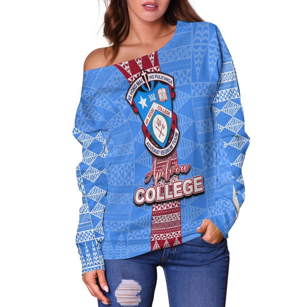 Tonga Apifoou College Off Shoulder Sweater Tonga Simple Style LT6 - Polynesian Pride