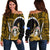 Northern Mariana Islands Women's Off Shoulder Sweater Polynesian Style Gold Color LT6 - Polynesian Pride