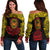 Marquesas Islands Women Off Shoulder Marquesan Tattoo Simplified Version - Yellow Red LT8 - Polynesian Pride