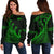 (Custom Personalised) New Zealand Rugby Maori Women Off Shoulder Sweater Silver Fern Koru Vibes - Green LT8 - Polynesian Pride