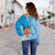 Fiji Off Shoulder Sweater Masi Tapa Patterns Blue Style LT6 - Polynesian Pride
