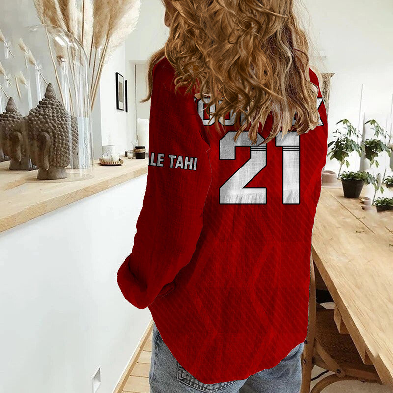 (Custom Text And Number) Tonga Rugby Sevens Women Casual Shirt Sporty Style LT9 - Polynesian Pride