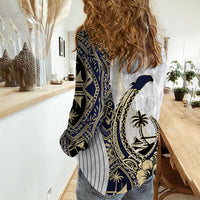 Guam Fish Hook Casual Shirt White Style LT6 - Polynesian Pride