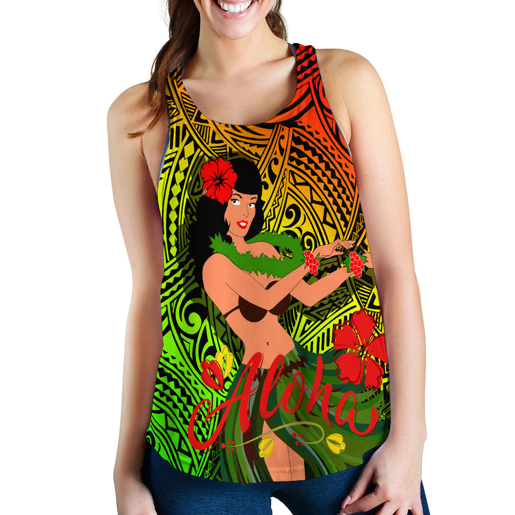 (Custom Personalised) Hawaii Hula Girl Reggae Women Tank Top - LT2 - Polynesian Pride
