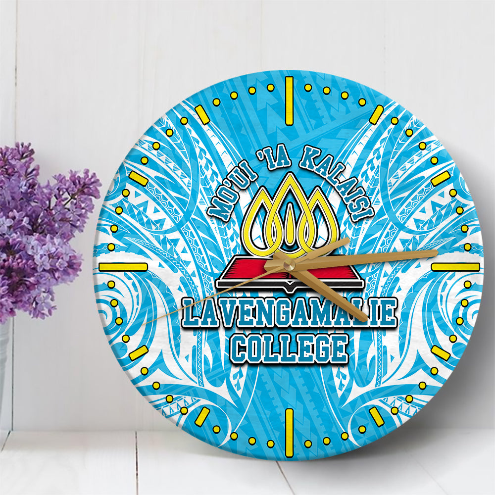 Lavengamalie College Wall Clock Polynesian Tattoo No.1 LT6 30 cm Blue - Polynesian Pride