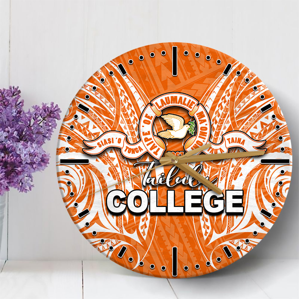 Tailulu College Wall Clock Polynesian Tattoo No.2 LT6 30 cm Orange - Polynesian Pride