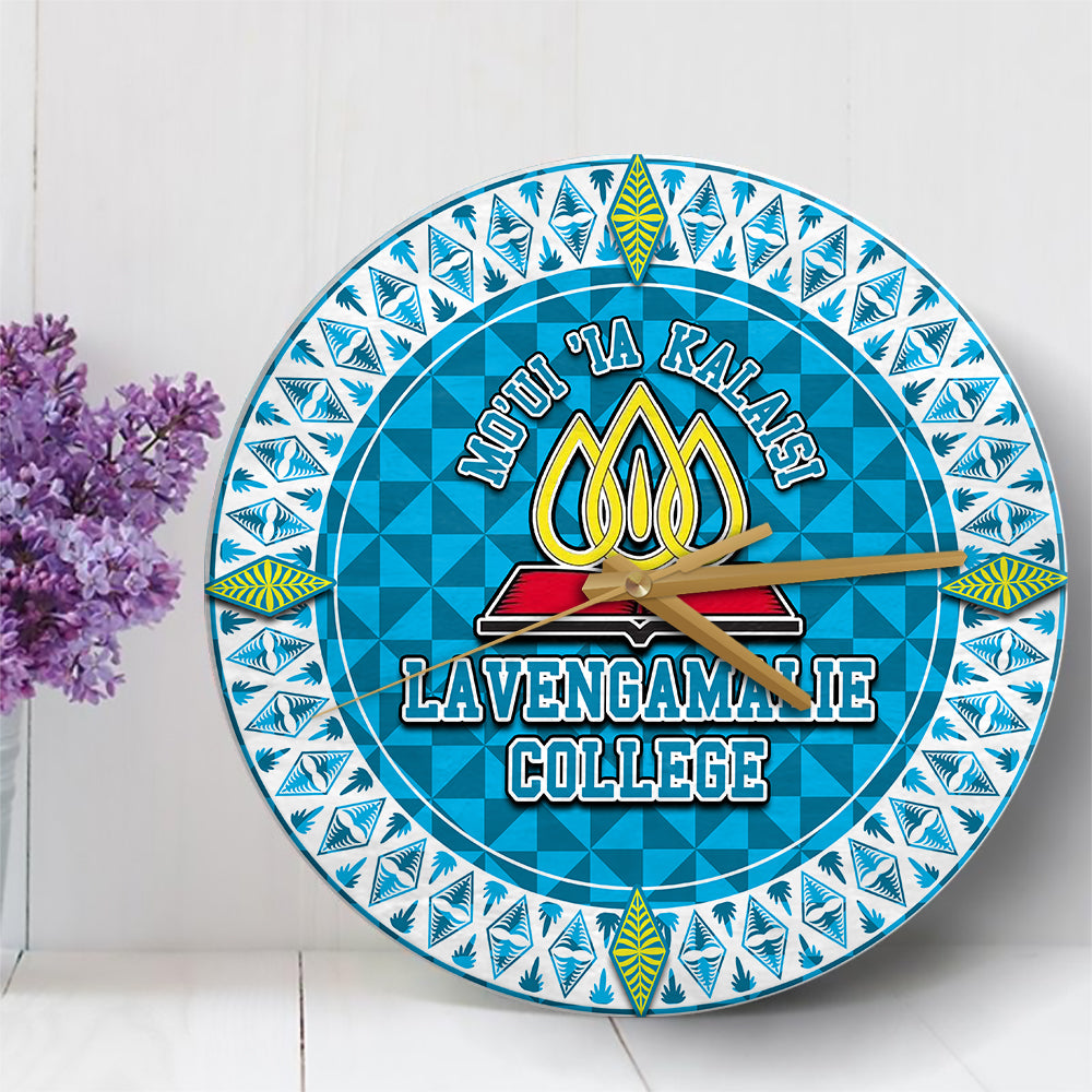 Lavengamalie College Wall Clock Polynesian Circle LT6 30 cm Blue - Polynesian Pride