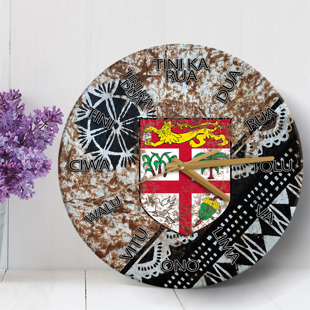 Fiji Language Wall Clock Polynesian LT6 30 cm Black - Polynesian Pride