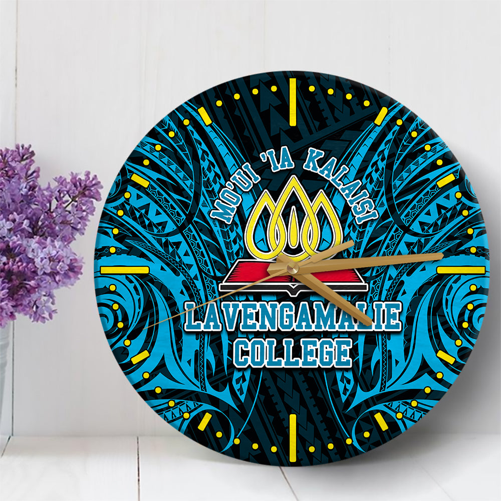 Lavengamalie College Wall Clock Polynesian Tattoo No.2 LT6 30 cm Blue - Polynesian Pride