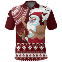 Tropical Christmas Tanned Santa Claus Hawaii Polo Shirt LT7 Unisex Red - Polynesian Pride