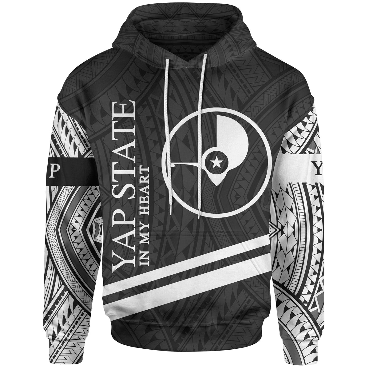 Yap State Hoodie In My Heart Style Polynesian Patterns Unisex Black - Polynesian Pride