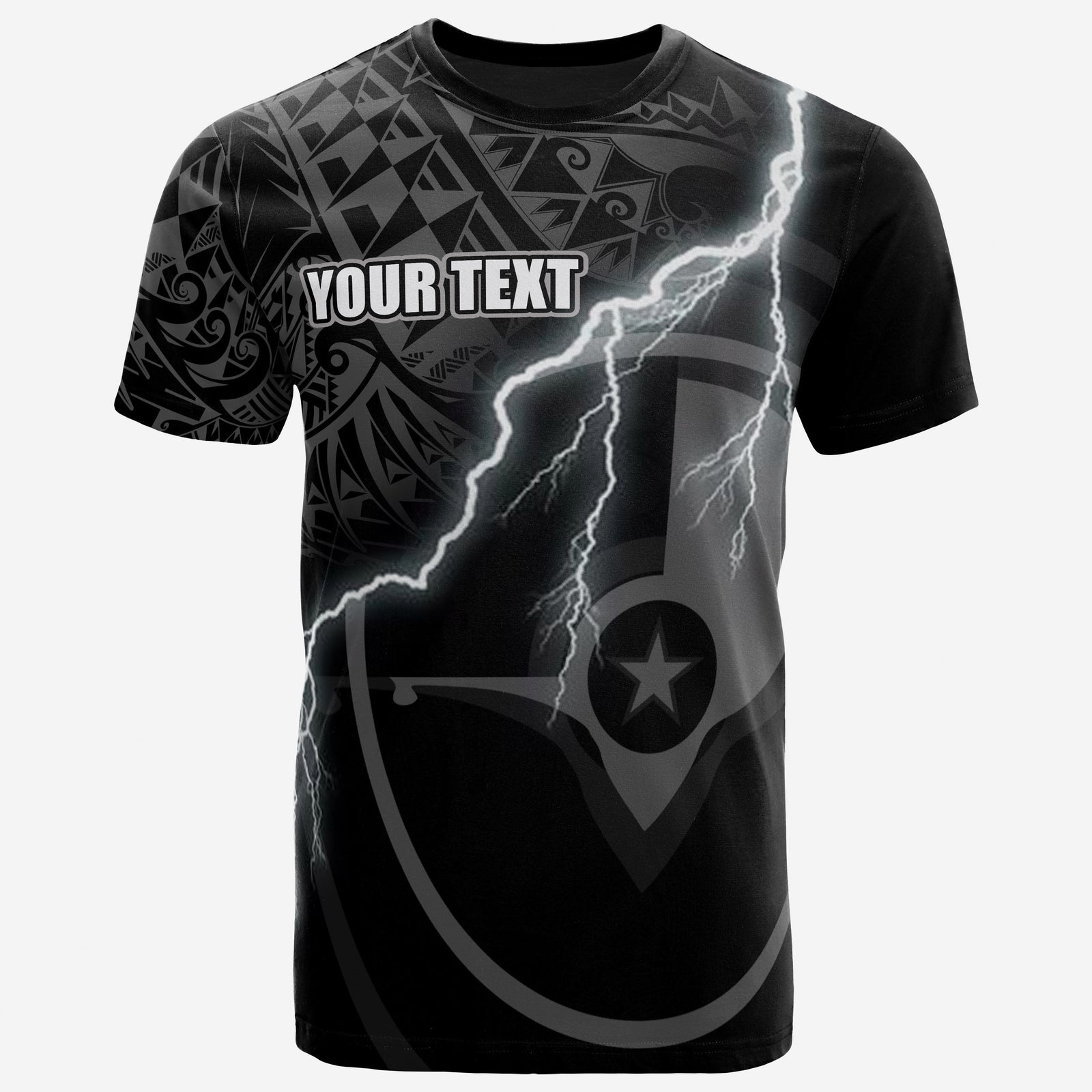 Yap Polynesian Custom T Shirt Yap Flag Lighting Thunder Unisex Black - Polynesian Pride