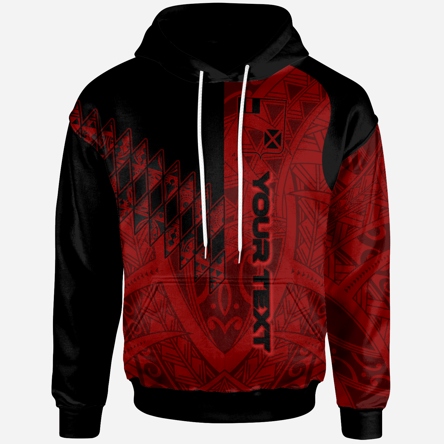 Wallis and Futuna Custom Hoodie Red Color Symmetry Style Unisex Black - Polynesian Pride