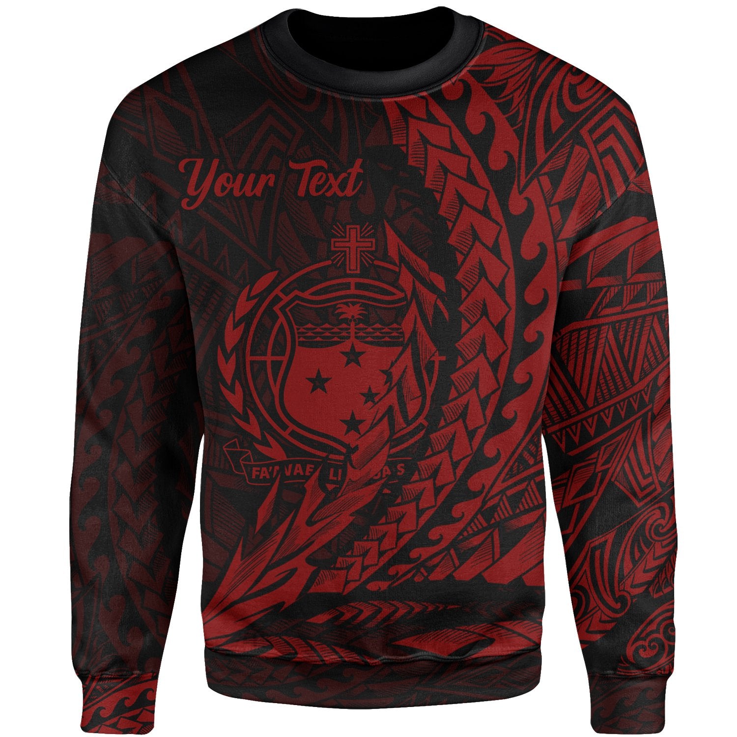 Samoa Custom Personalised Sweatshirt - Wings Style Red Color Unisex Red - Polynesian Pride