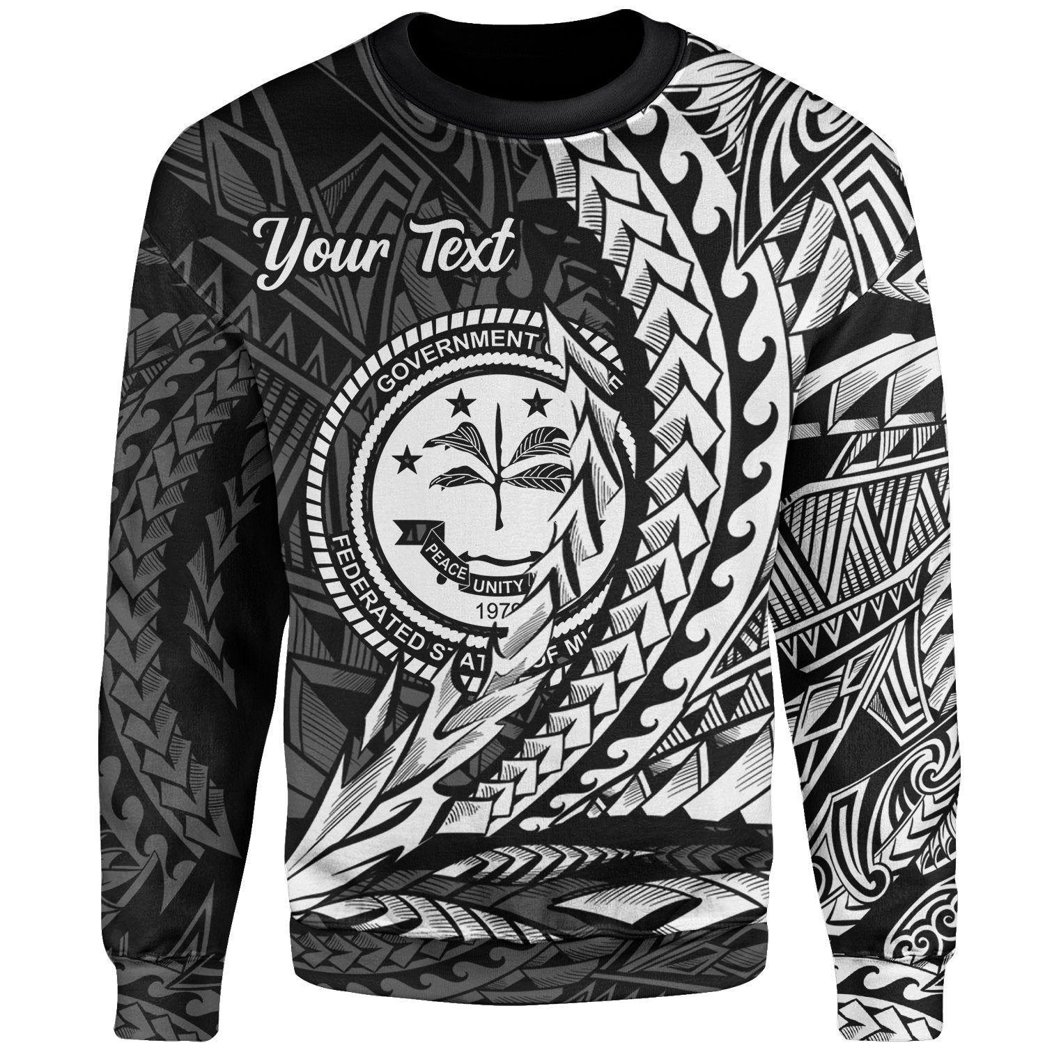 Federated States of Micronesia Custom Personalised Sweatshirt - Wings Style White Color Unisex Black - Polynesian Pride