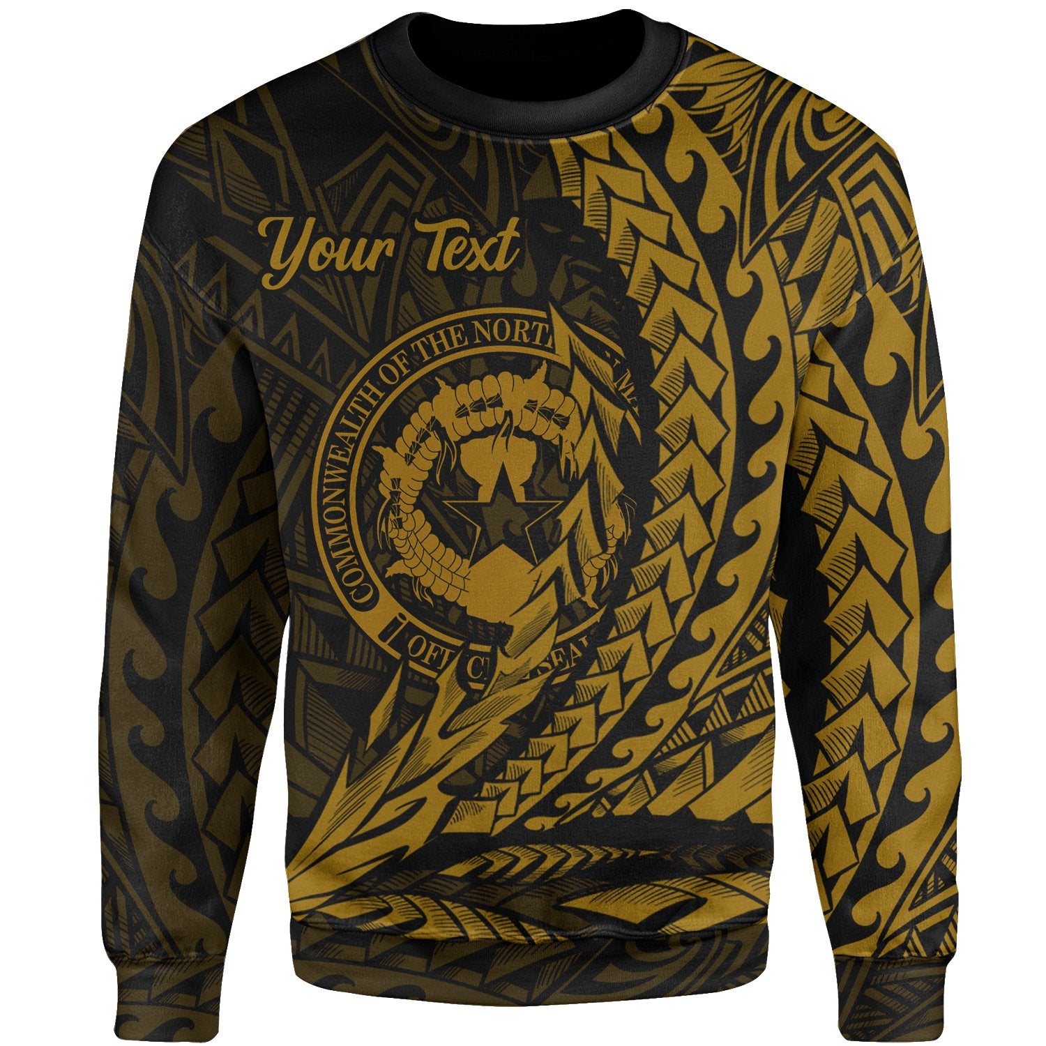 Northern Mariana Islands Custom Personalised Sweatshirt - Wings Style Gold Color Unisex Gold - Polynesian Pride