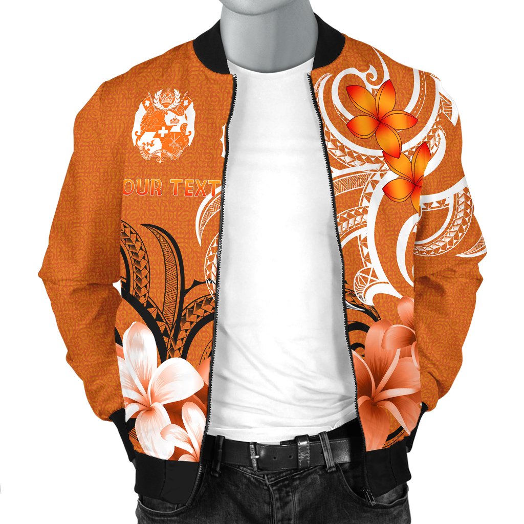 Custom Tonga Personalised Men's Bomber Jacket - Tongan Spirit Orange - Polynesian Pride