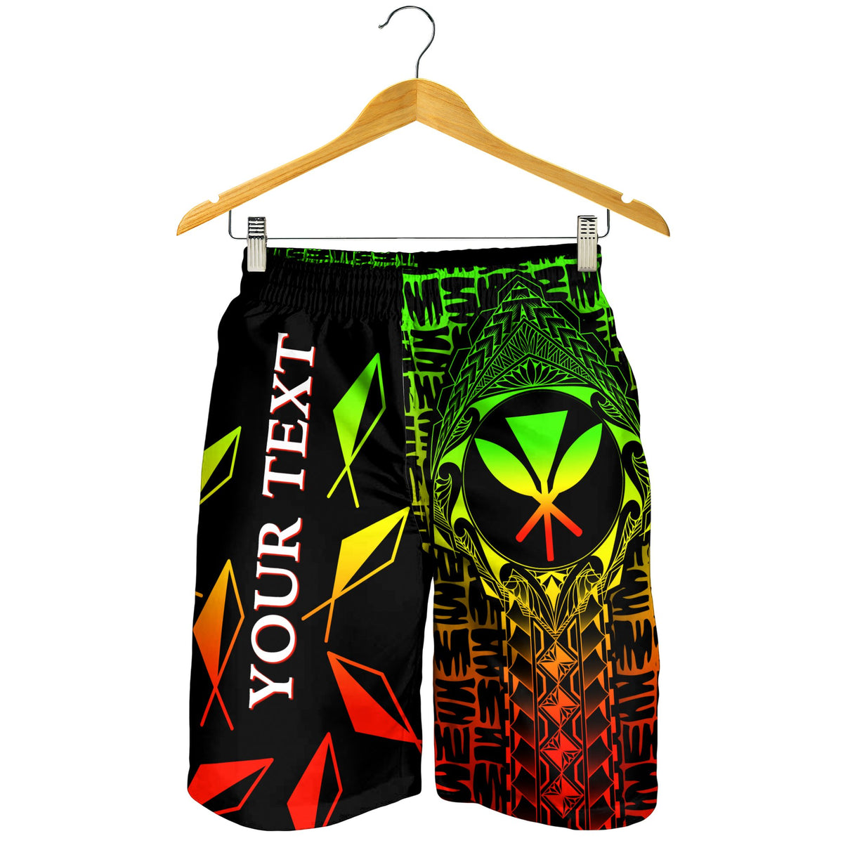 Hawaii Custom Personalised Men's Shorts - Kanaka Maoli Rocket Style (Reggae) - Polynesian Pride