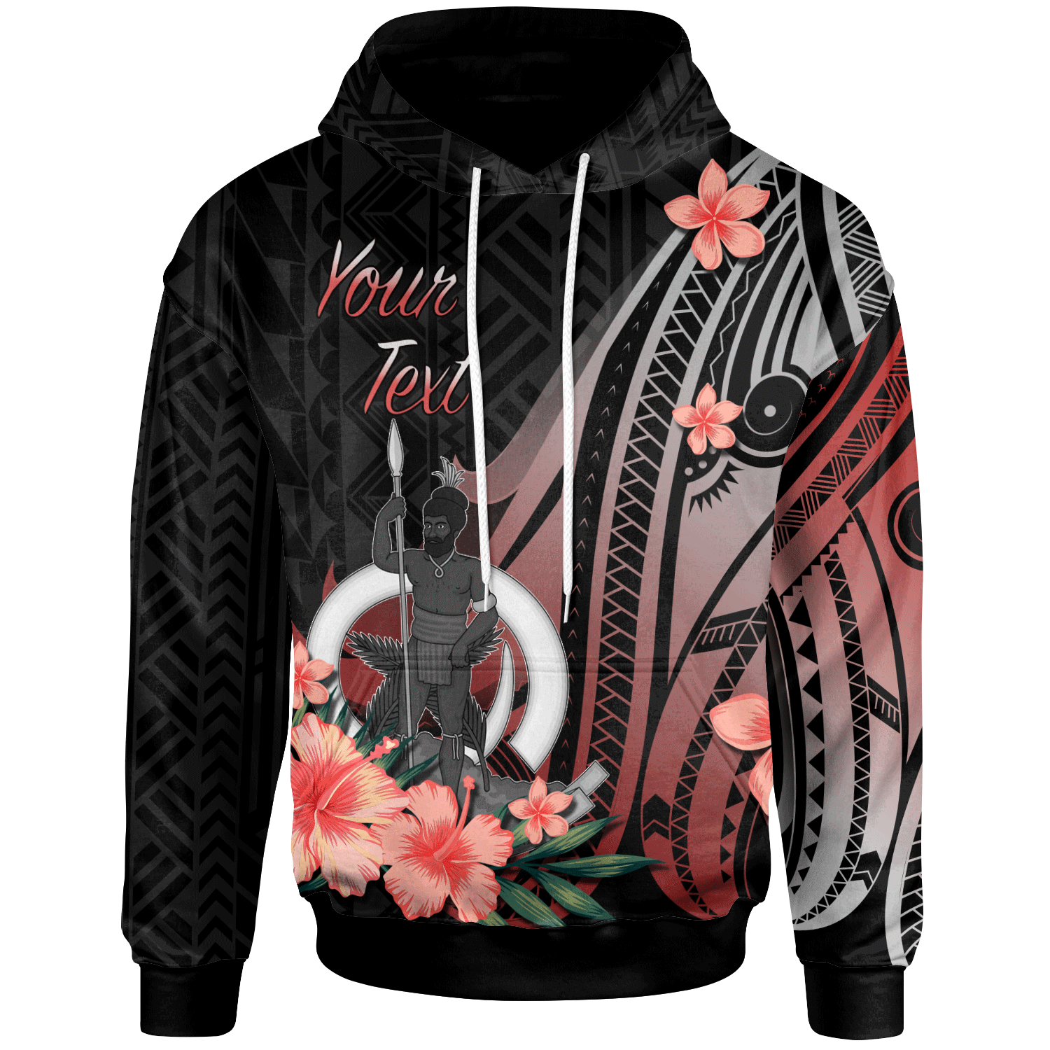 Vanuatu Custom Hoodie Red Polynesian Hibiscus Pattern Style Unisex Red - Polynesian Pride