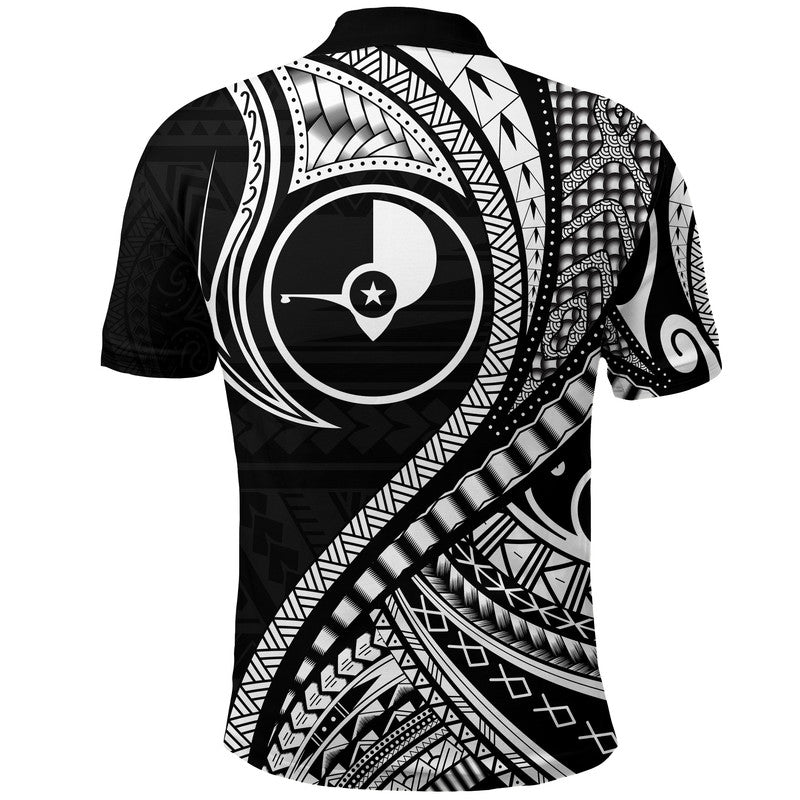Yap Polo Shirt Federated States of Micronesia Black Wave Style LT9 - Polynesian Pride