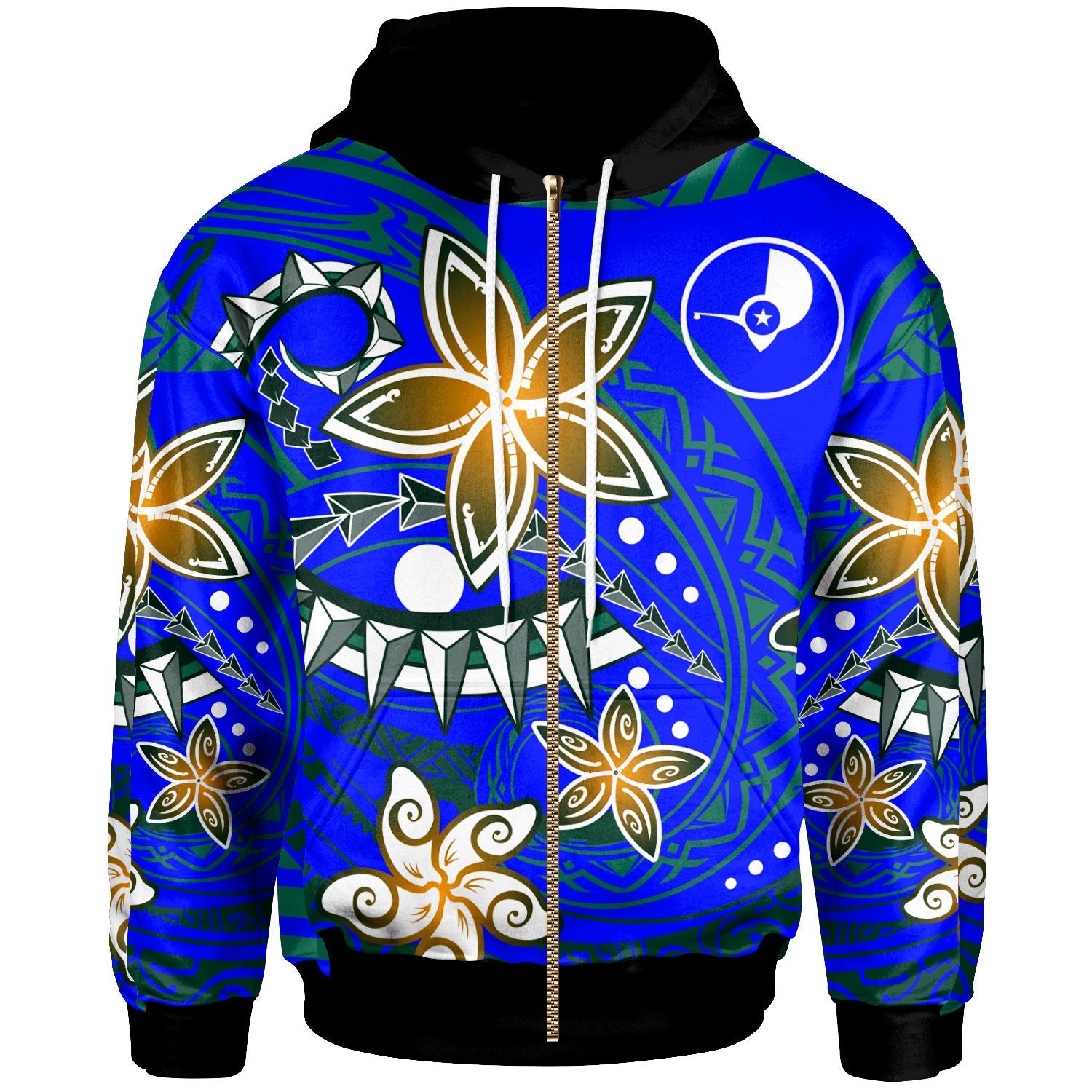 Yap Zip Hoodie Spring Style Unisex Blue - Polynesian Pride