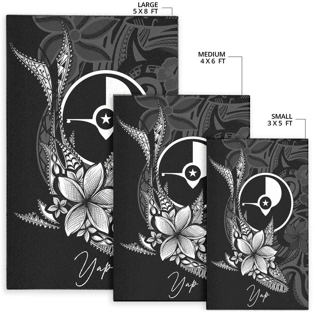 Yap State Area Rug - Fish With Plumeria Flowers Style - Polynesian Pride