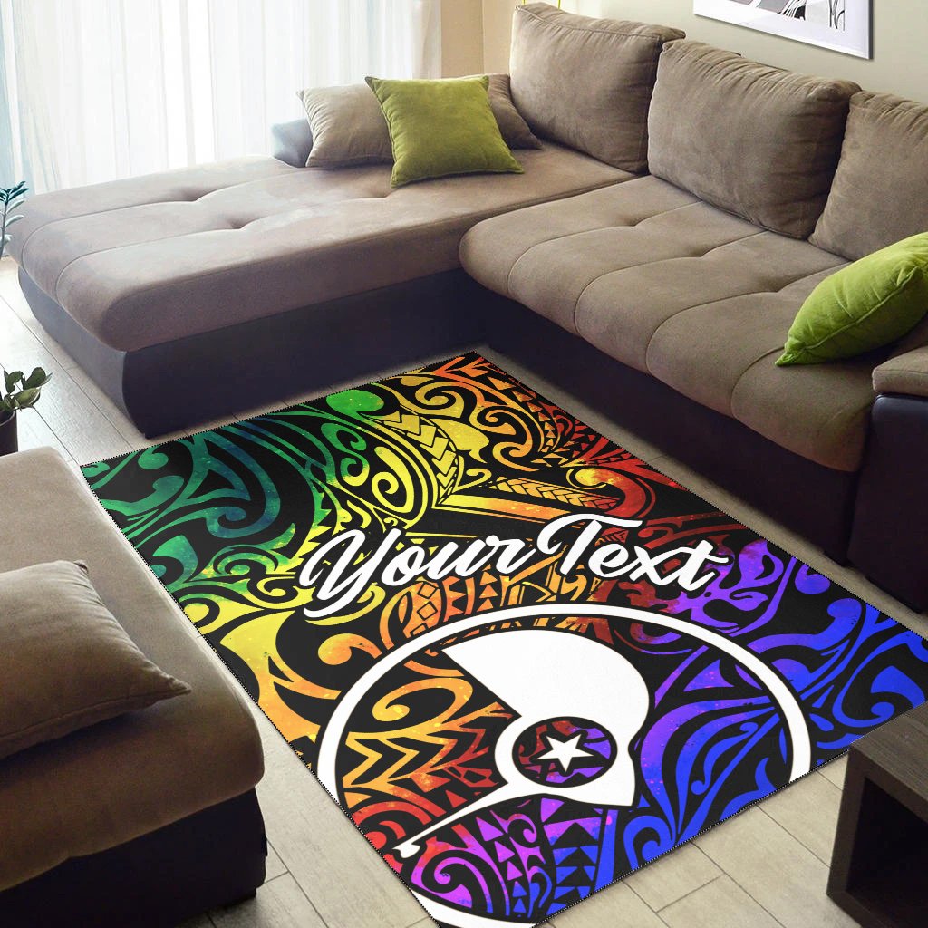 Yap Custom Personalised Area Rug - Rainbow Polynesian Pattern - Polynesian Pride