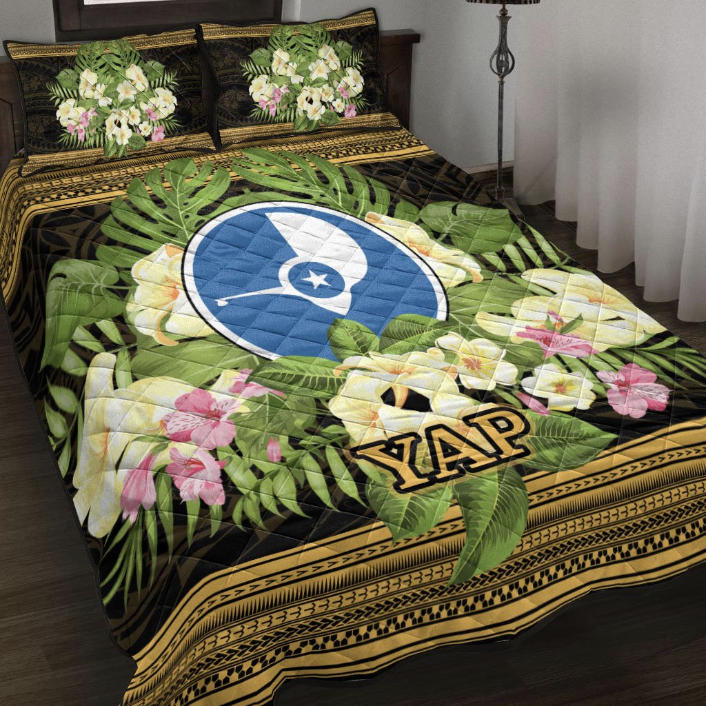 Yap State Quilt Bed Set - Polynesian Gold Patterns Collection Black - Polynesian Pride