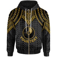 Yap Custom Zip up Hoodie Polynesian Armor Style Gold Unisex Gold - Polynesian Pride