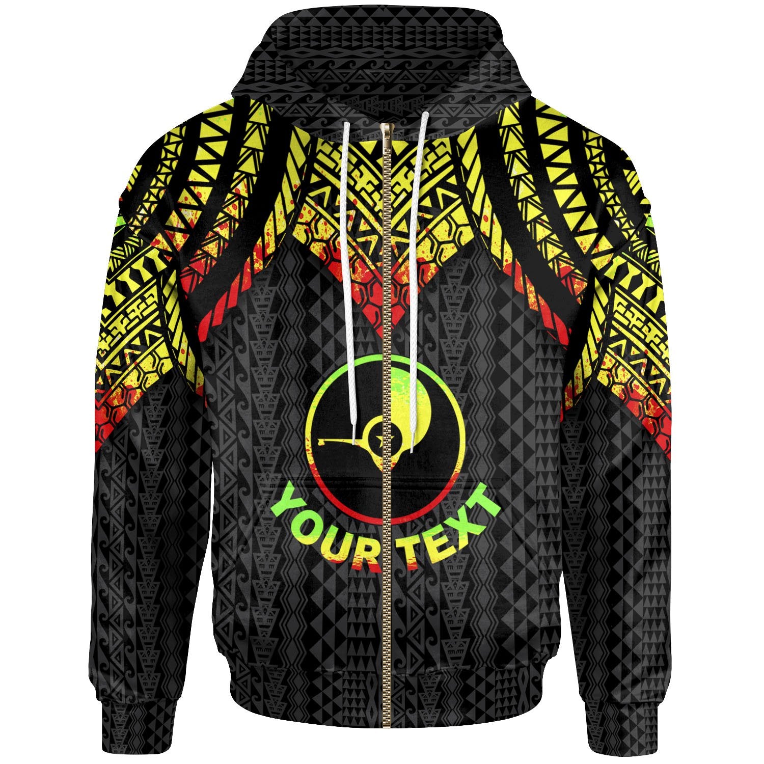 Yap Custom Zip up Hoodie Polynesian Armor Style Reagge Unisex Reagge - Polynesian Pride