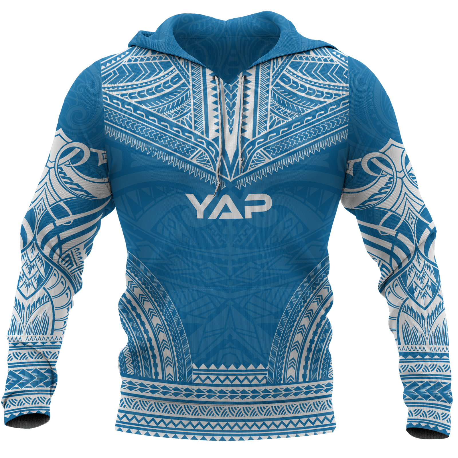 Yap Polynesian Chief Hoodie Unisex Blue - Polynesian Pride