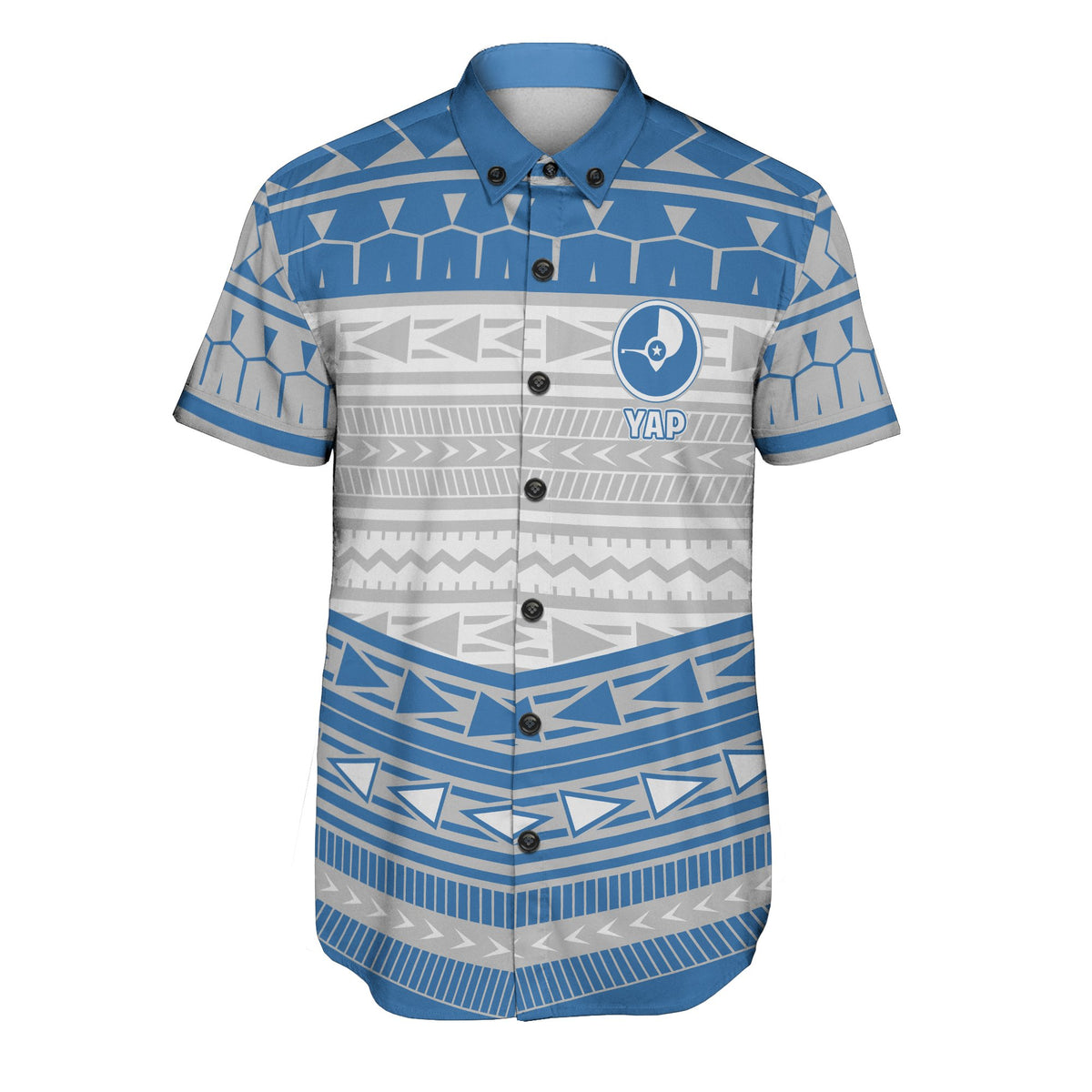 Yap Men's Short Sleeve Shirt Yap Blue & Red - Polynesian Pride