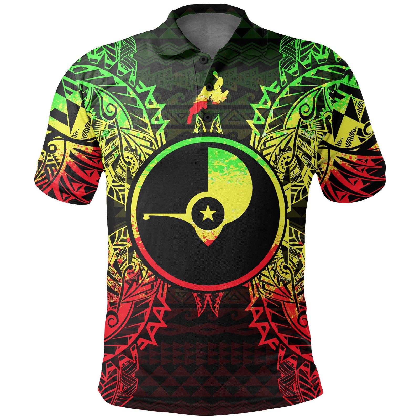 Yap Polo Shirt Yap Flag Map Polynesian Tattoo Reggae Unisex Reggae - Polynesian Pride