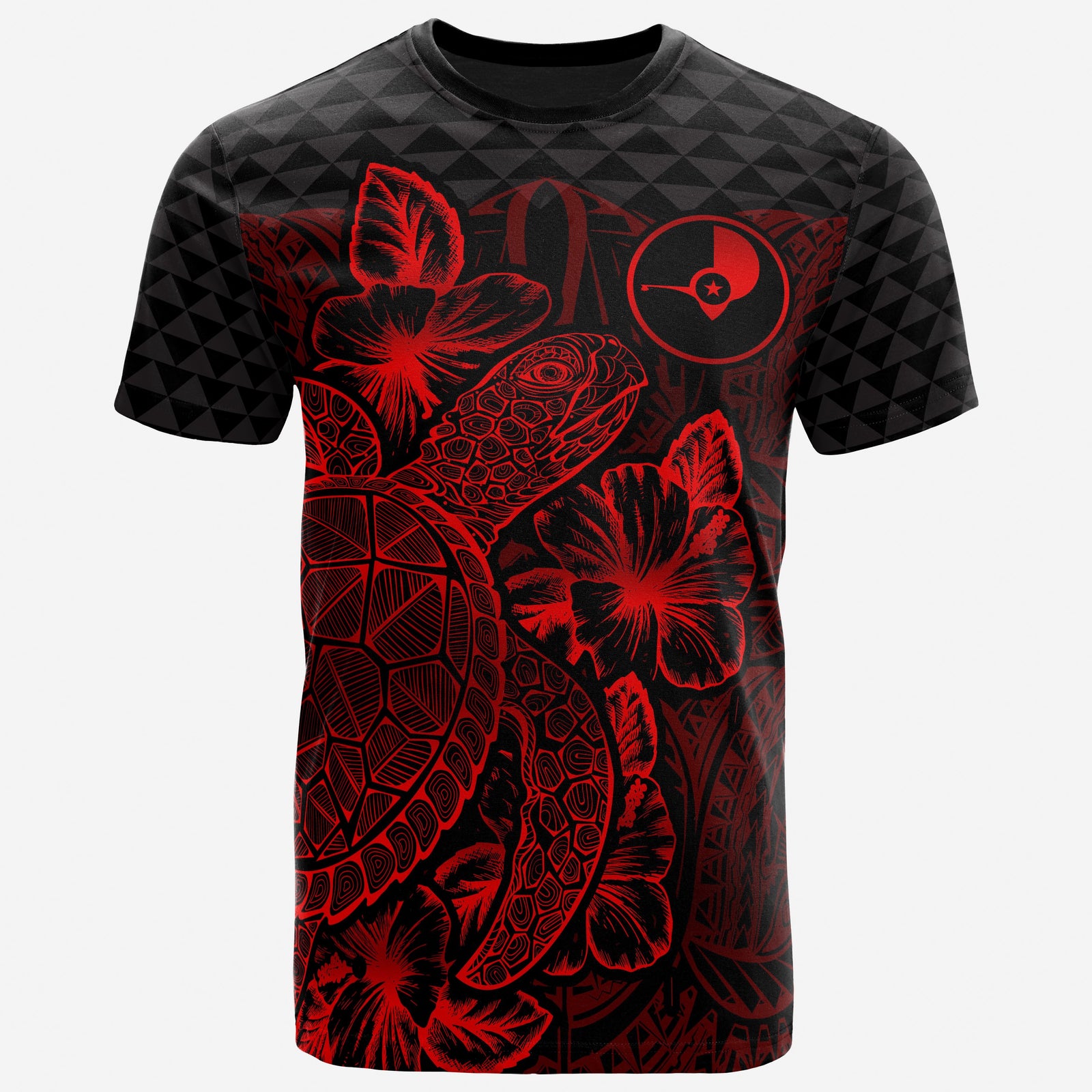 Yap T Shirt Yap Flag Turtle Hibiscus Red Unisex Red - Polynesian Pride