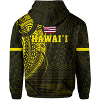 Polynesian Kakau Kanaka Flag of Hawaii Hoodie Yellow - Polynesian Pride