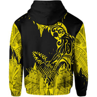 Hawaii Polynesian Hoodie Zip Warrior Ikaika Benjamin Style Yellow - Polynesian Pride