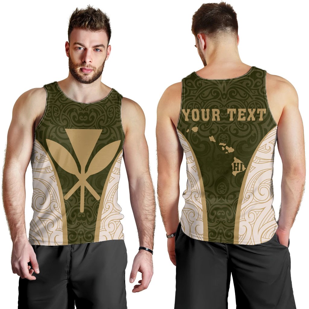 (Custom) Hawaii Polynesian Kanaka Map Men's Tank Top - Yellow - James Style Yellow - Polynesian Pride