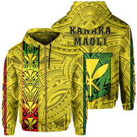 Polynesian Kanaka Flag Kanaka Maoli Hawaii Zip Hoodie Yellow Unisex Yellow - Polynesian Pride