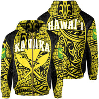 Polynesian Kanaka Maoli Hawaii Zip Hoodie Yellow Gel Style Unisex Yellow - Polynesian Pride