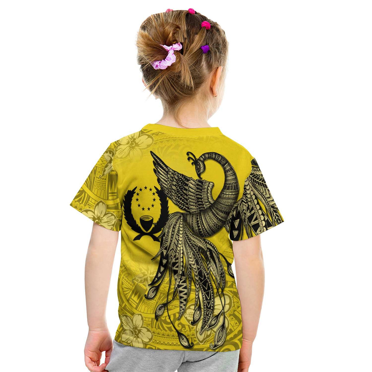 Pohnpei Custom T Shirt Polynesian Phoenix Bird, Fairytales Bird Yellow - Polynesian Pride
