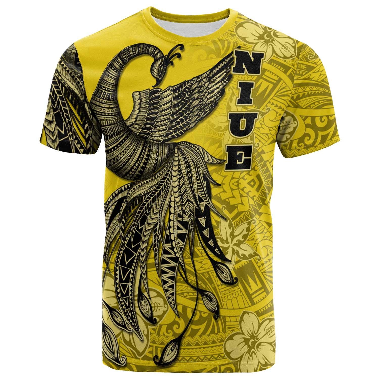 Niue T Shirt Polynesian Phoenix Bird, Fairytales Bird Yellow Unisex Yellow - Polynesian Pride