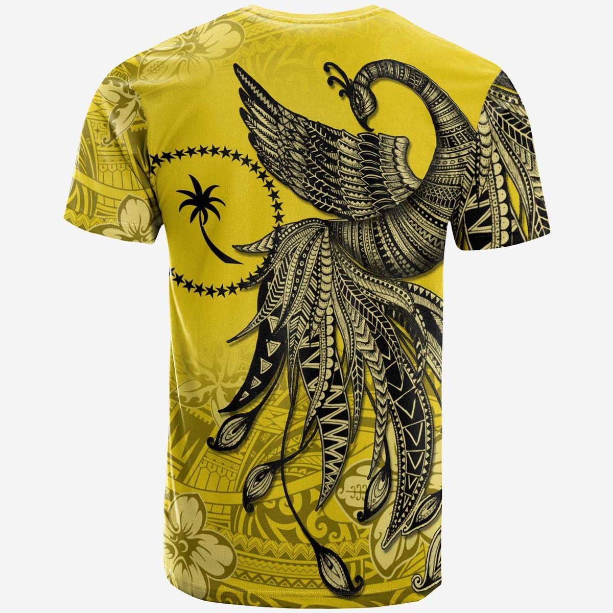 Chuuk Custom T Shirt Polynesian Phoenix Bird, Fairytales Bird Yellow - Polynesian Pride